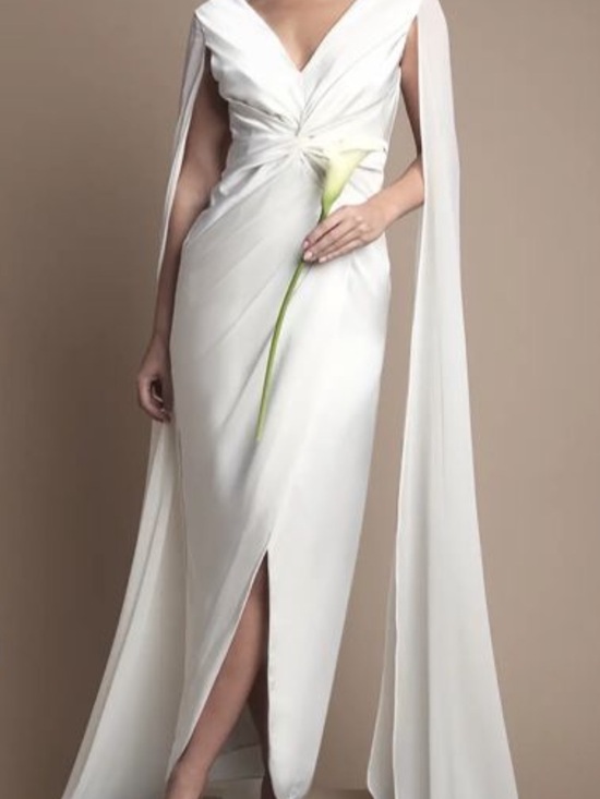 coast Dresses & Skirts - Sleek White V-Neck Wedding Dress with Draped Cape Detail